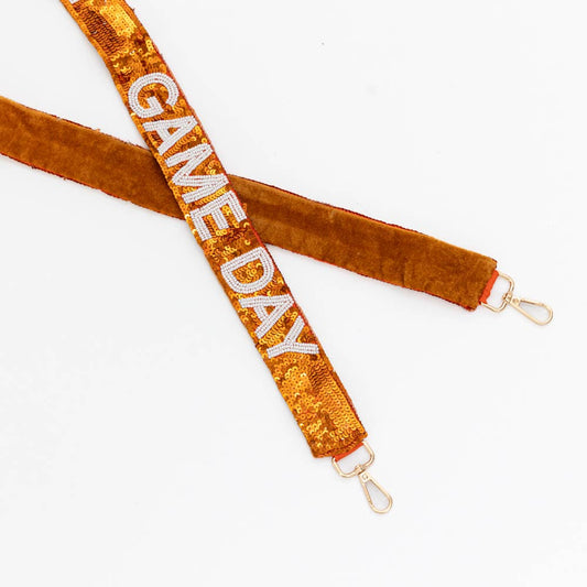 Gameday Beaded Sequin Purse Strap Vaquero orange