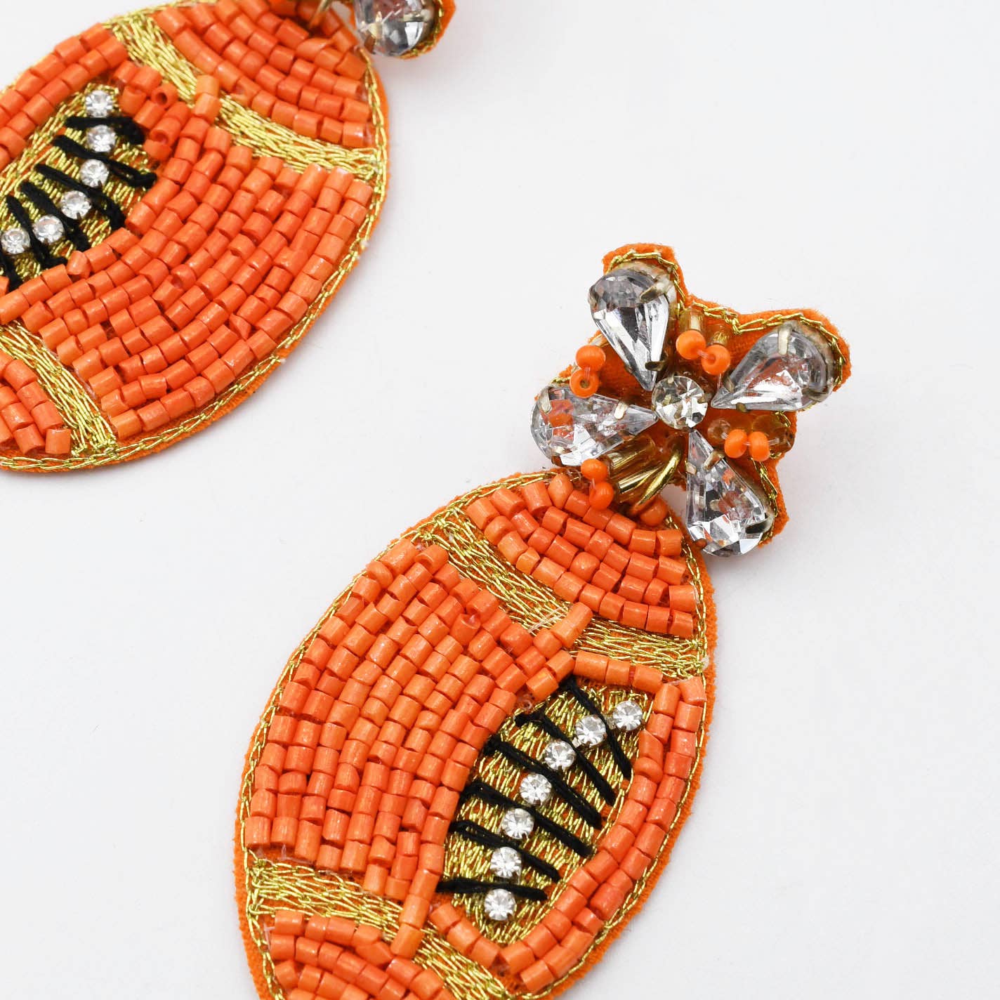 Vaquero Orange Football Beaded Earrings