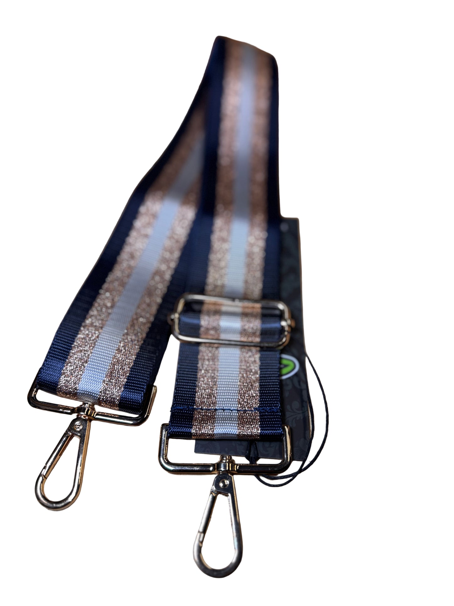 Striped Bag Strap: Navy/gold
