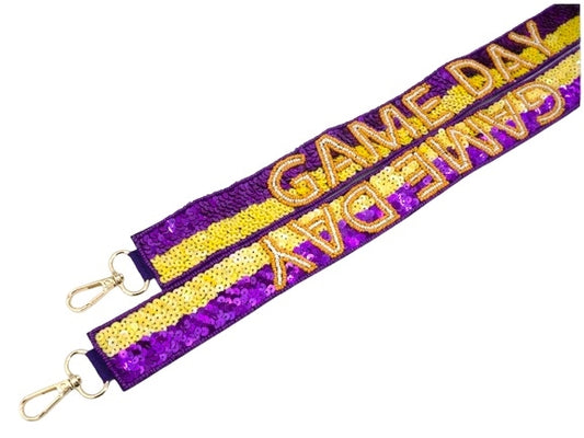 Purple & Gold Gameday Beaded Purse Strap
