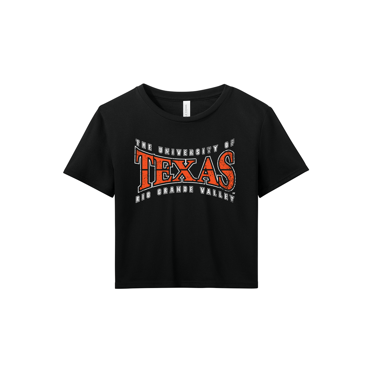 UTRGV Retro Curve - Black Cropped Tee