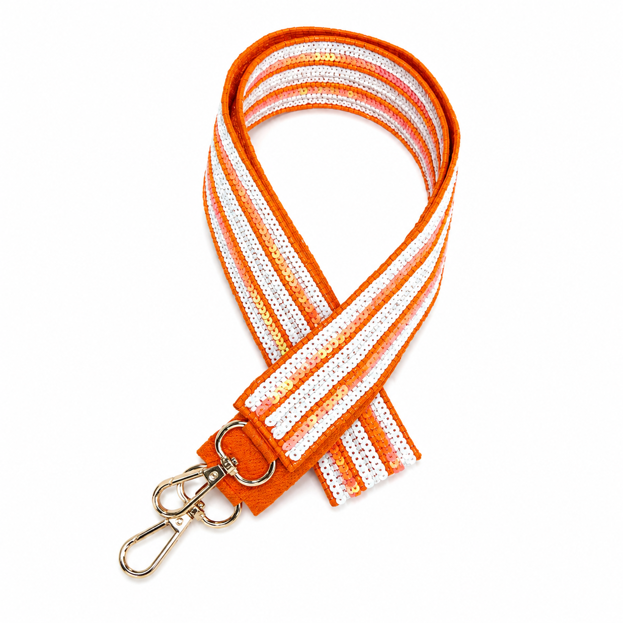Orange Sequin Adjustable Purse Strap