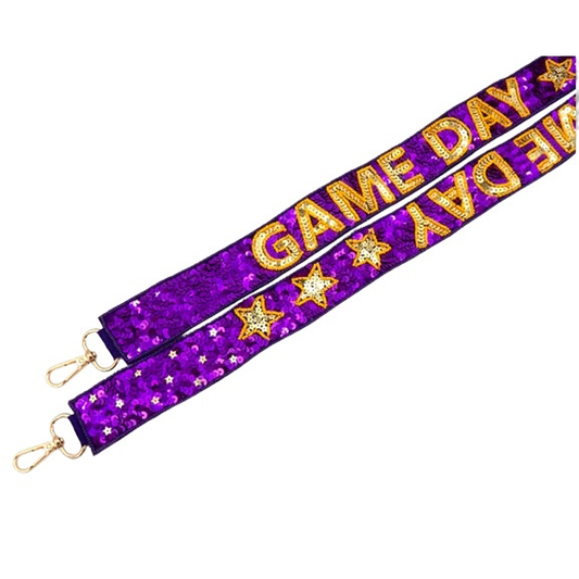 Purple & Gold Star Gameday Beaded Purse Strap