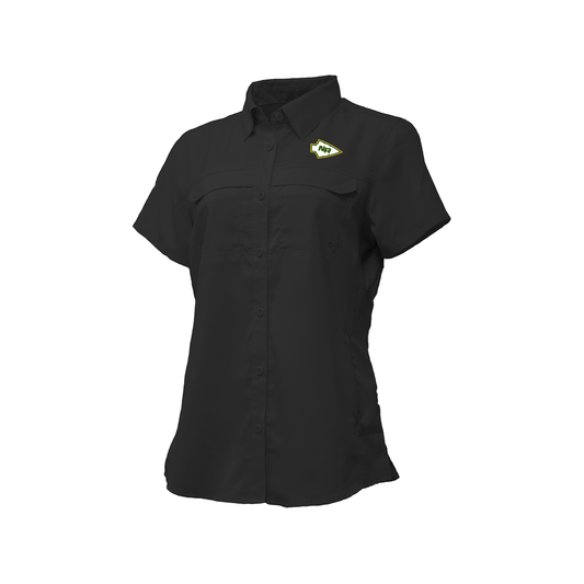 Ladies Embroidered Fishing Shirt - Short Sleeve - New NR Spear Black
