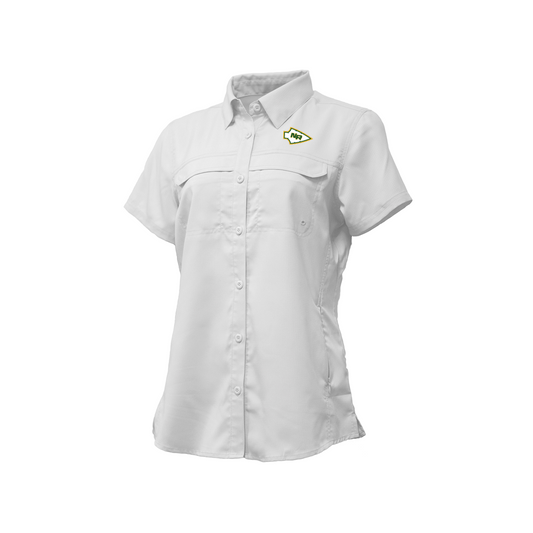Ladies Embroidered Fishing Shirt - Short Sleeve - New NR Spear White