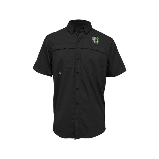 Embroidered Fishing Shirt - Short Sleeve - Nikki Rowe Warriors - New Warrior Head Black