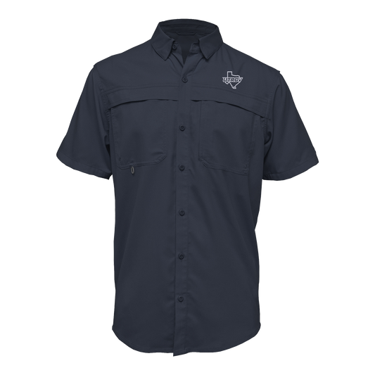 UTRGV White Texas Logo - Men's Navy Fishing Shirt