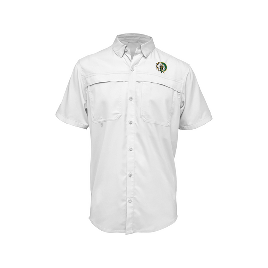 Embroidered Fishing Shirt - Short Sleeve - Nikki Rowe Warriors - New Warrior Head White