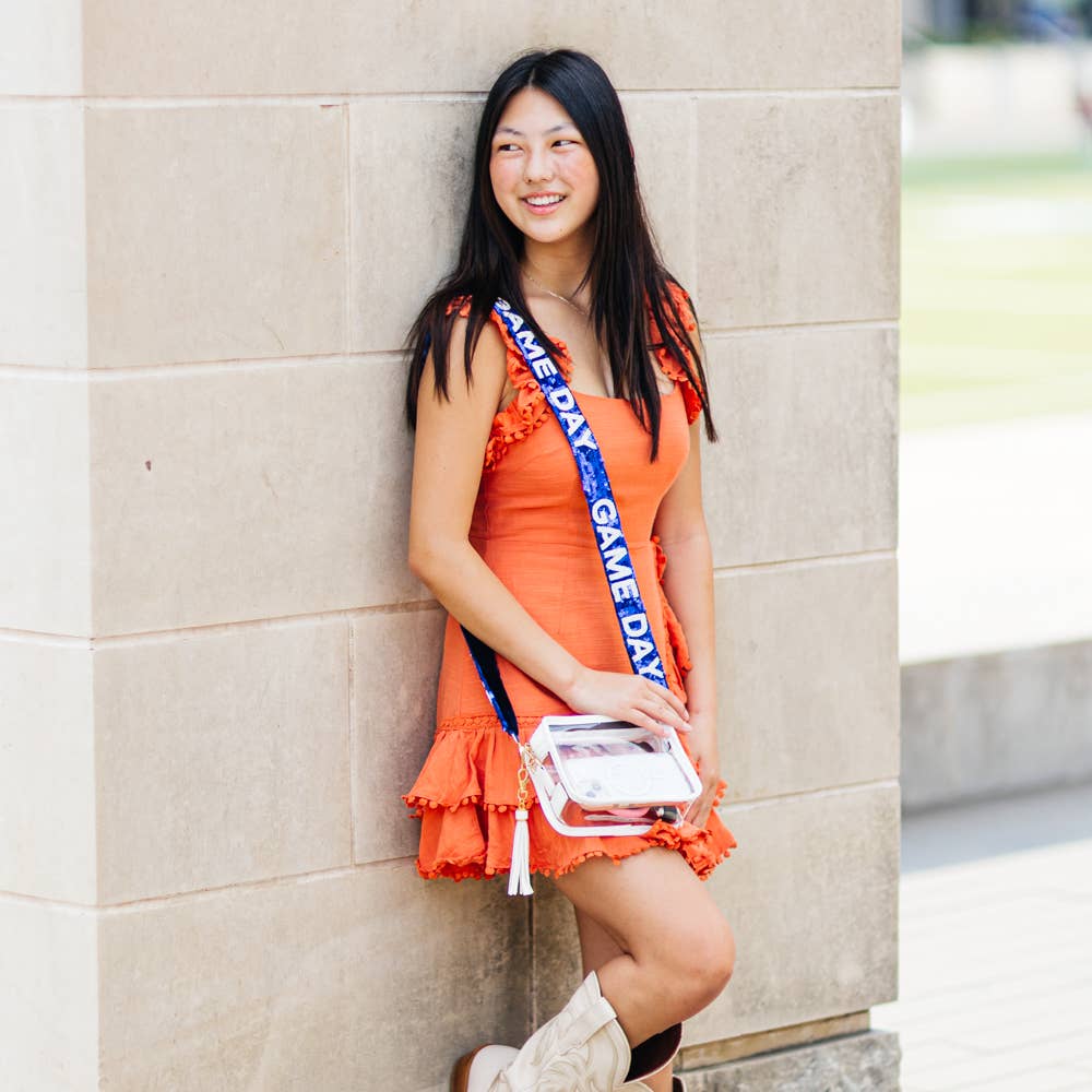 Gameday Beaded Sequin Purse Strap Vaquero orange