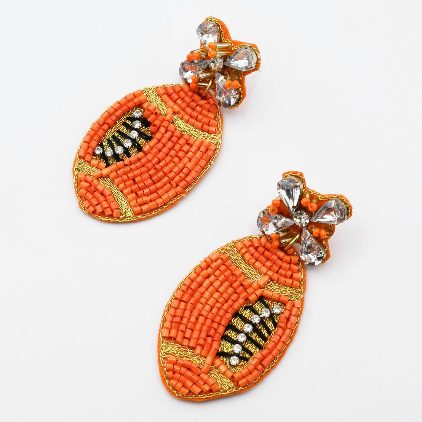 Vaquero Orange Football Beaded Earrings