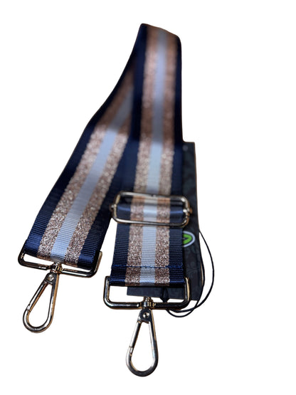 Striped Bag Strap: Navy/gold