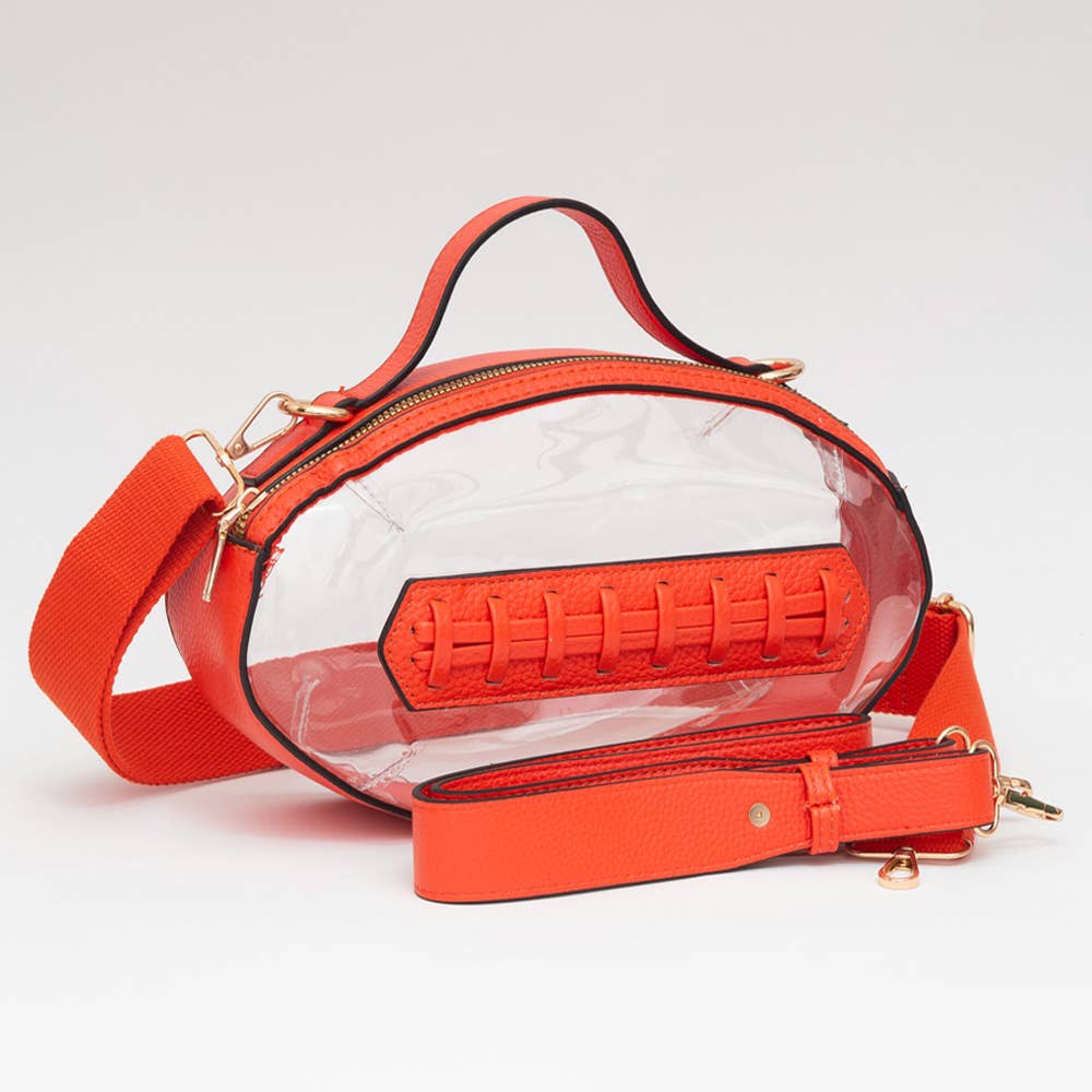 Orange & Clear Football Stadium Crossbody Bag