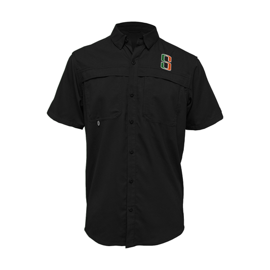 Embroidered Fishing Shirt - Short Sleeve - Harlingen South Hawks - S Logo