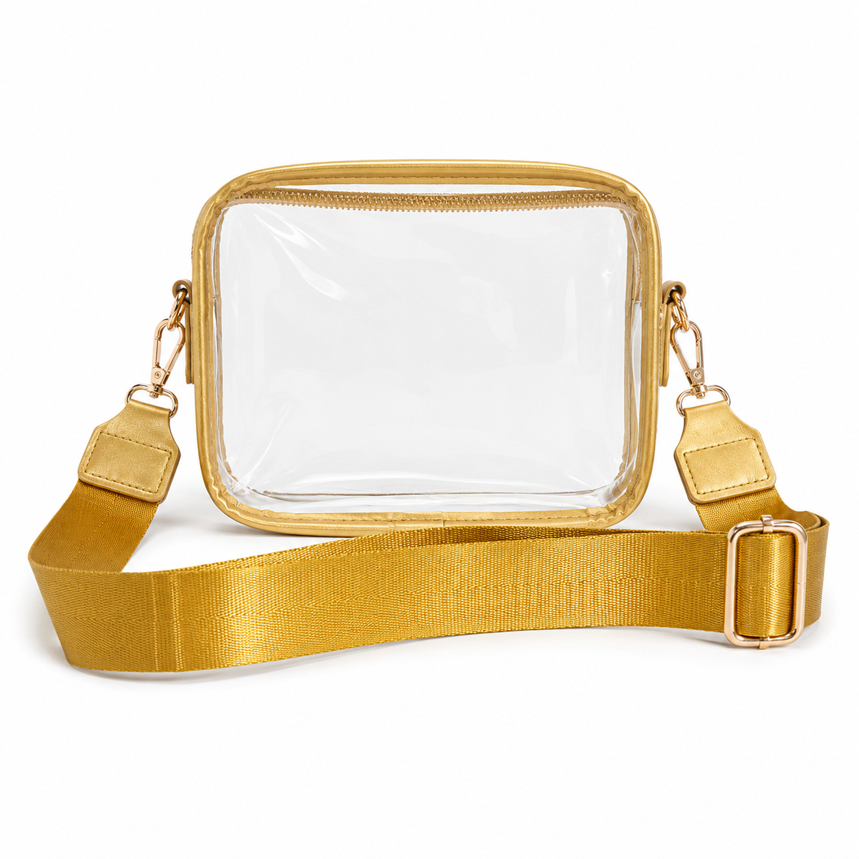 Metallic Gold &amp; Clear Stadium Crossbody Bag