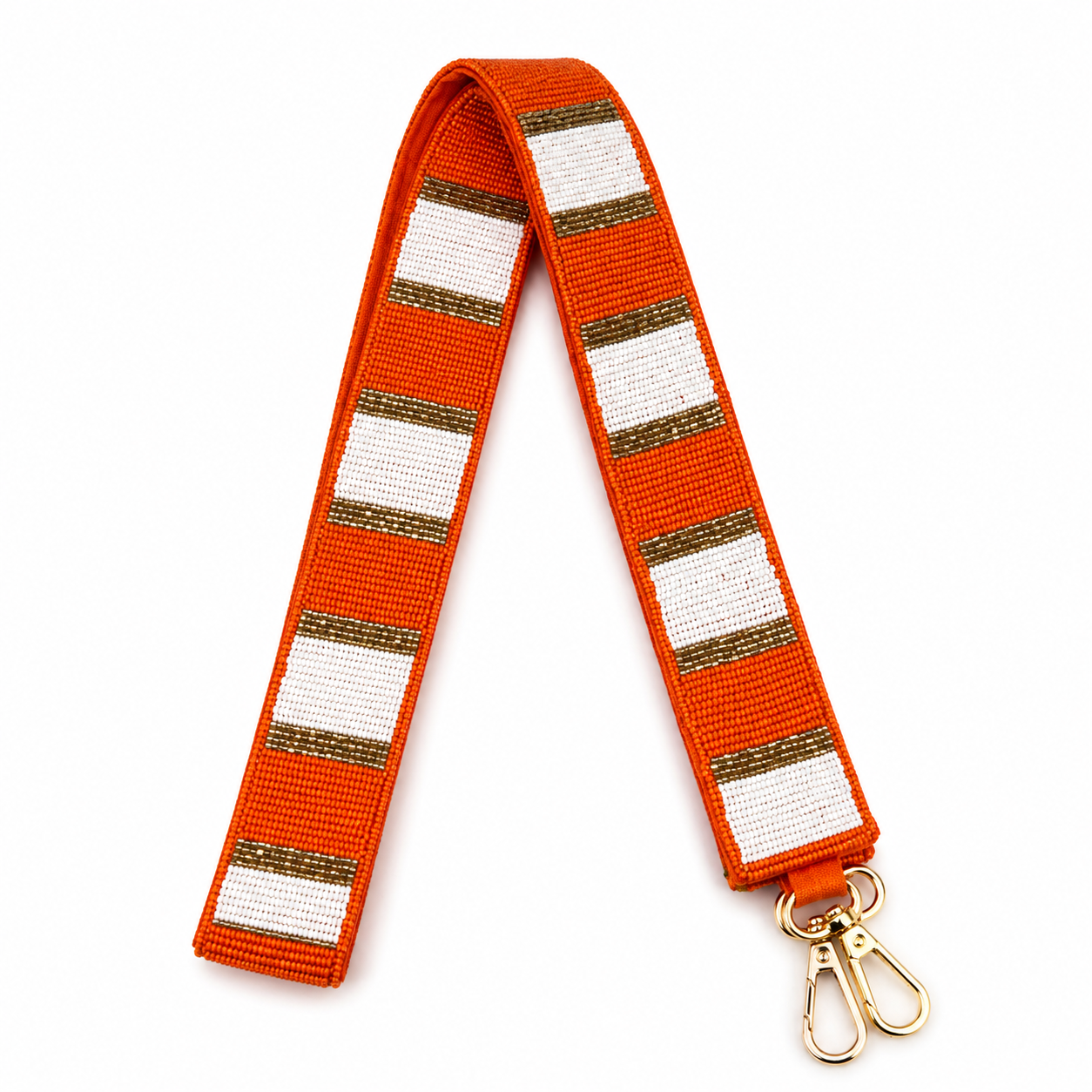 Orange & White Gameday Beaded Purse Strap