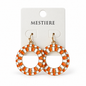 Orange & White Circle Dangle Earrings