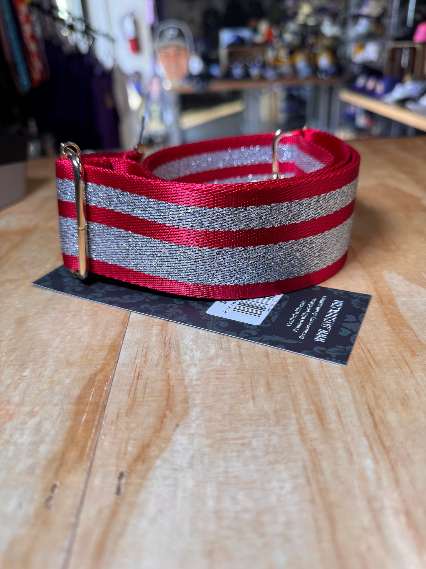Striped Bag Strap Red/silver