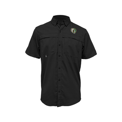 Embroidered Fishing Shirt - Short Sleeve - Nikki Rowe Warriors - New Warrior Head Black