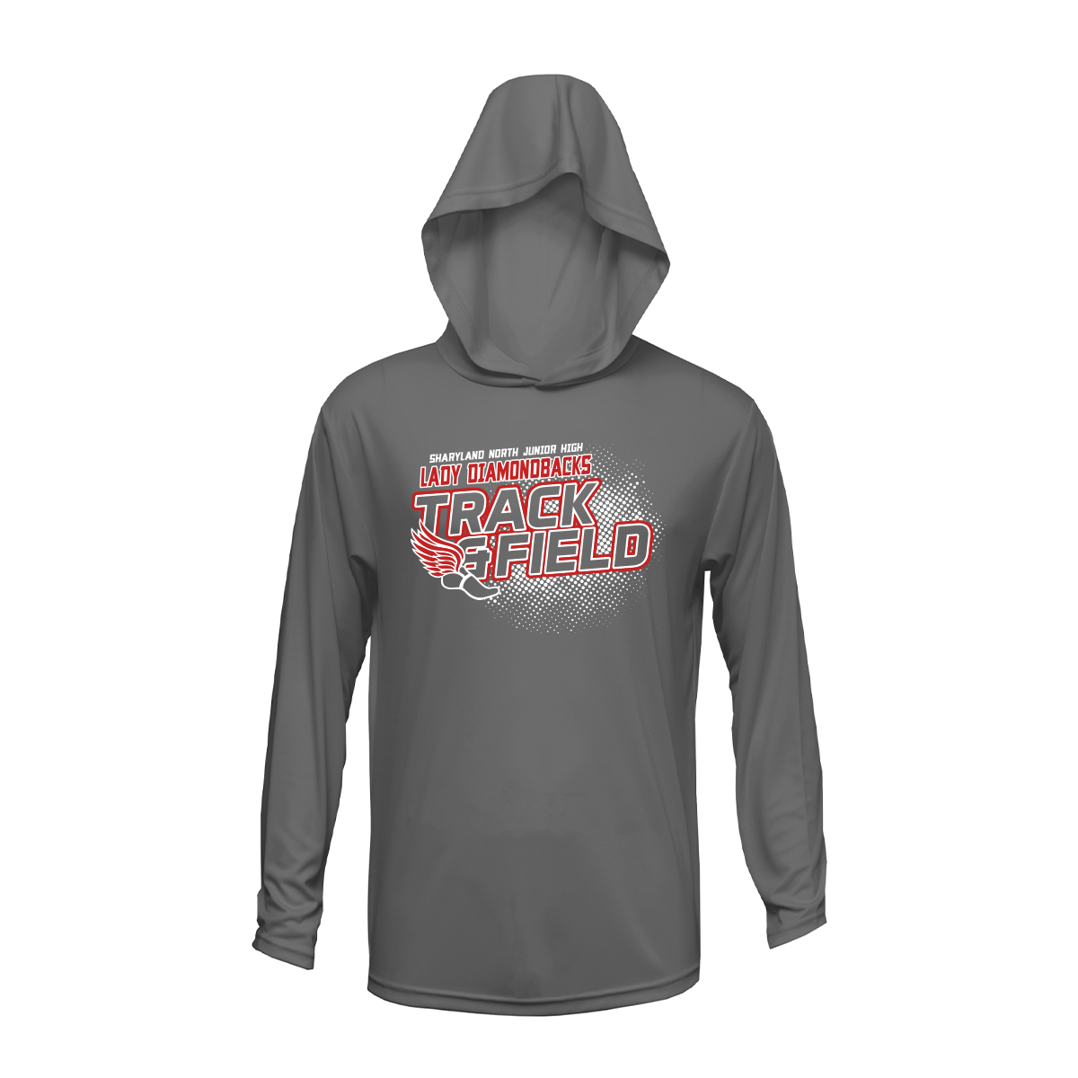 Sharyland North Lady Track and Field 2026 - Fan Shirt - Dry Fit - Hooded Long Sleeve