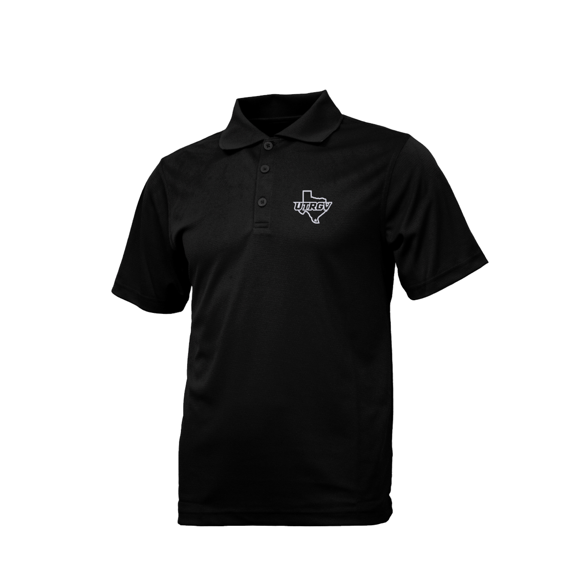 UTRGV White Texas Logo - Men's Black Polo