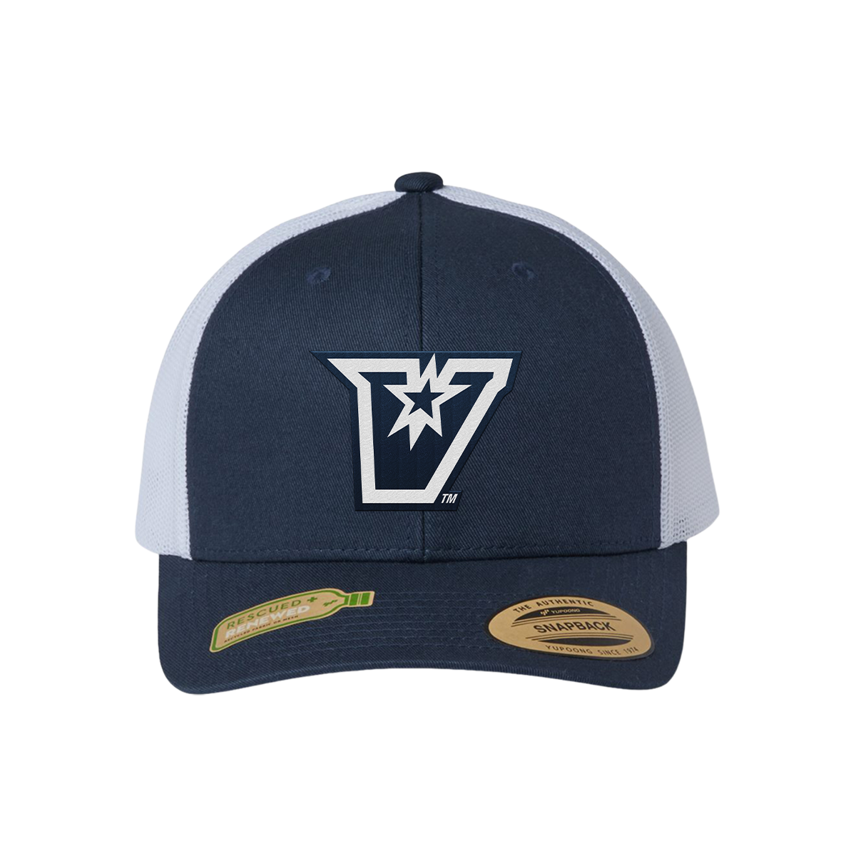 UTRGV Vaqueros Embroidered Yupoong Snapback Cap – Navy/White