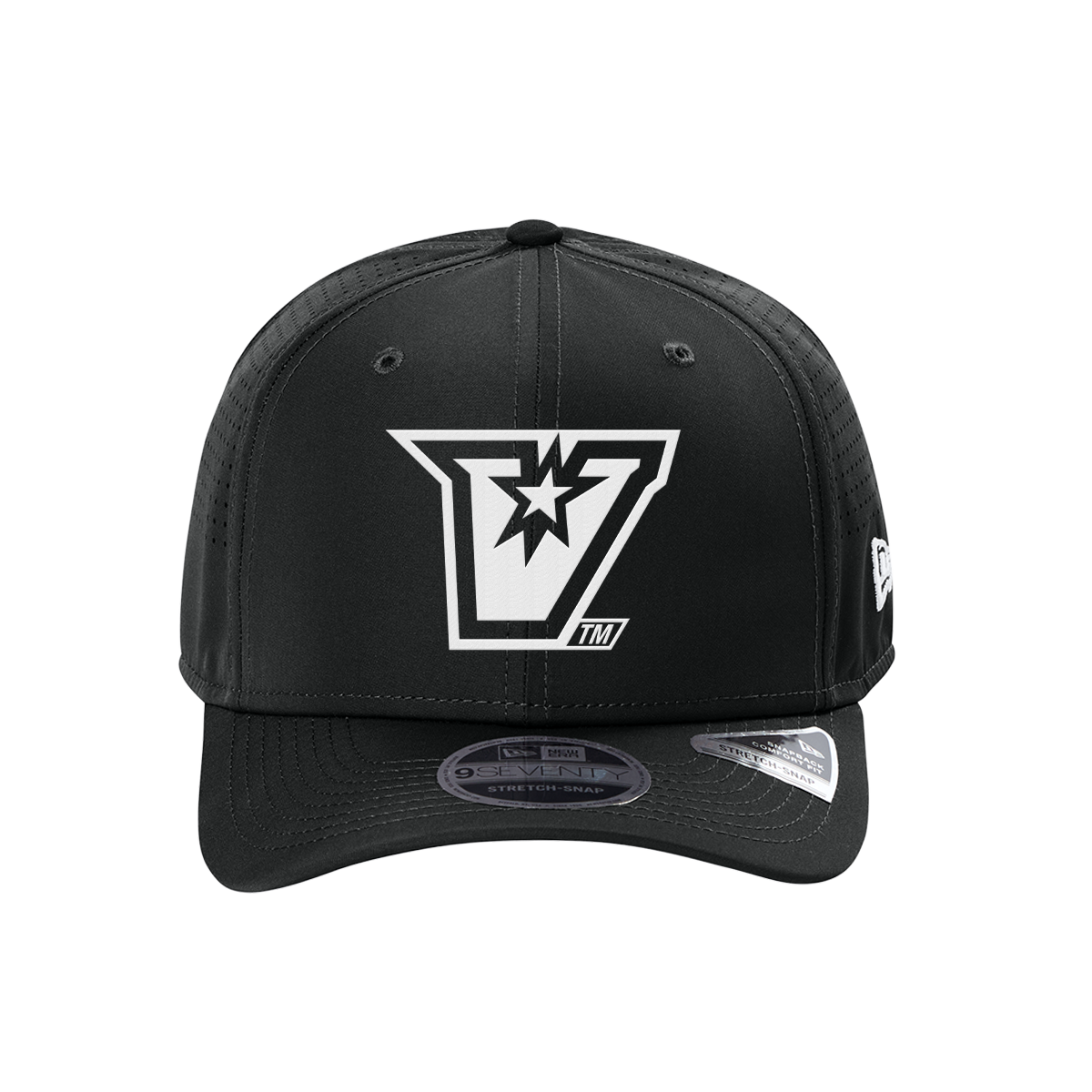 UTRGV™ - Embroidered V-Logo - New Era® 9SEVENTY® Perforated Snapback Cap - Black/White