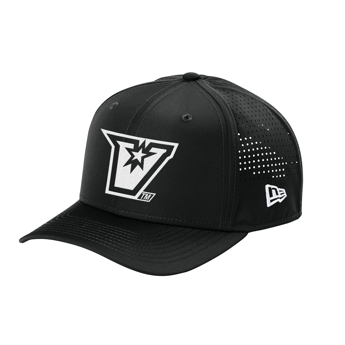 UTRGV™ - Embroidered V-Logo - New Era® 9SEVENTY® Perforated Snapback Cap - Black/White
