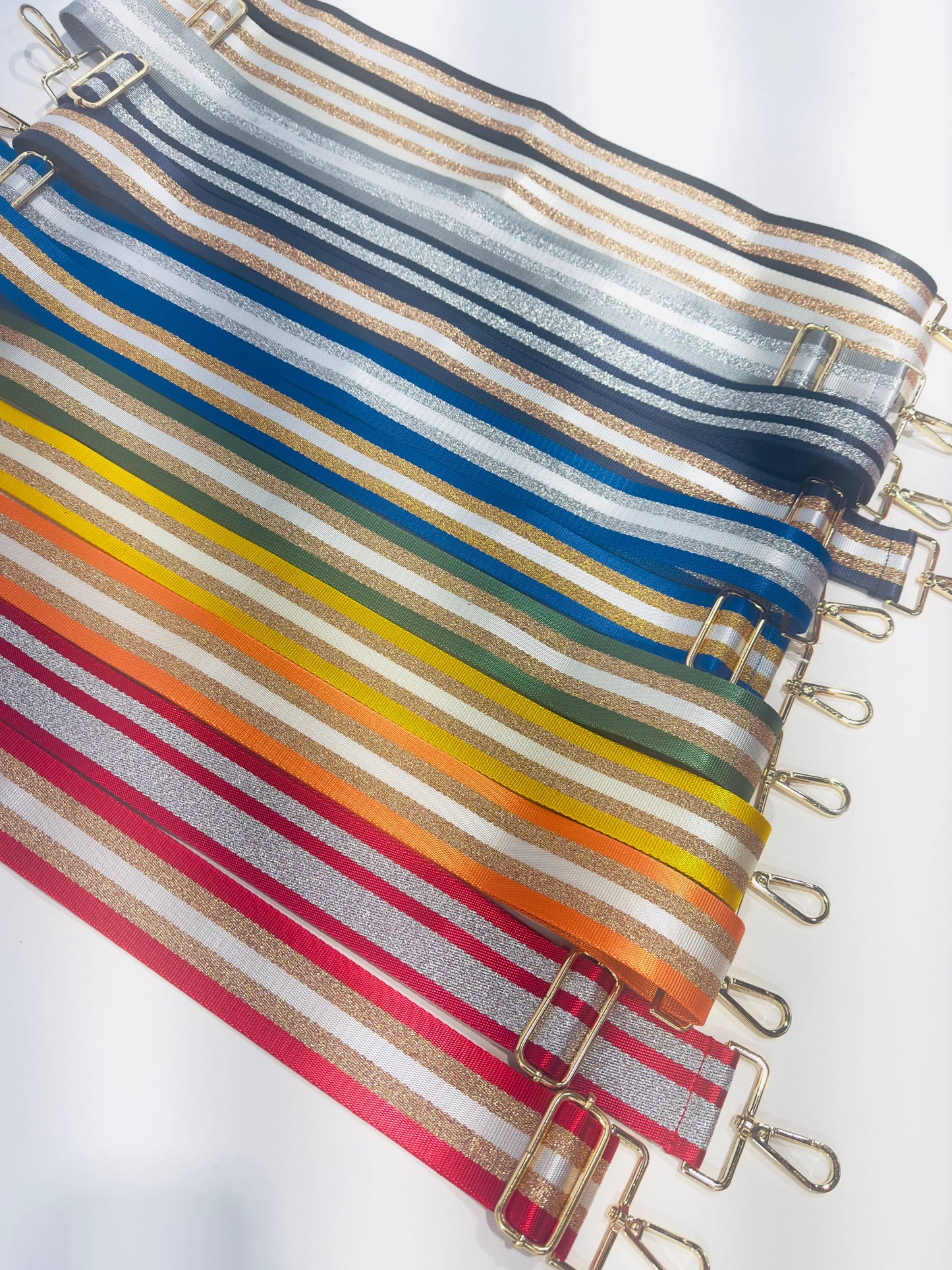 Striped Bag Strap: Silver