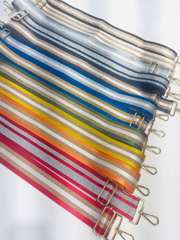 Striped Bag Strap: Navy/gold