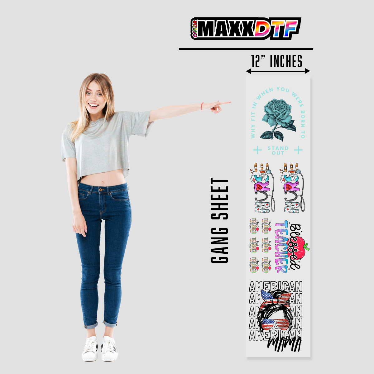 Ultra HD DTF Gang Sheets | 12” Wide Roll | Custom Transfers | Printed In-House
